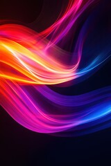 Fototapeta premium Abstract luminous wave of vibrant colors on dark background flowing energy and dynamic movement artistic wallpaper digital art for creative projects