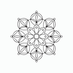 abstract floral ornament, simple mandala coloring page, vector mandala line art