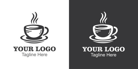 Modern Logo. Of a coffee cup with steam.
