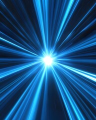Obraz premium Dynamic blue light streaks radiating from a central point creating a sense of speed and energy abstract background