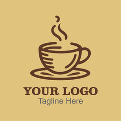 Elegant Logo. Of a coffee cup with steam.