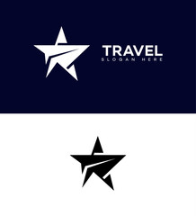 Star Travel Logo Design Airplane, Journey, Adventure, Exploration, Vacation