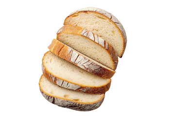 Freshly sliced white bread loaf ready for sandwiches isolated on transparent white background, clipping path