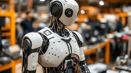 Fototapeta premium Advanced Robot in Factory Setting Industrial Automation