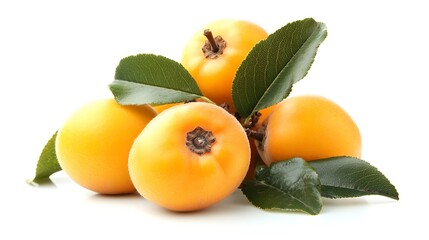 Loquat fruit isolated on white background. Clipping path