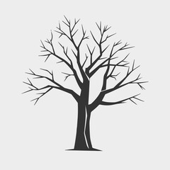 A Flat-Style Leafless tree on a Plain White Background