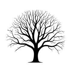 Obraz premium A Flat-Style Leafless tree on a Plain White Background
