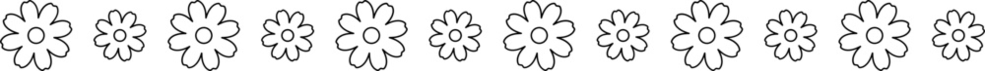 Flower divider outline.
Flower element line border coloring page.
Cute Spring Floral Divider Border.
flat stock vector.
Transparent background.