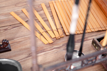 Traditional Chinese bamboo slips spread out