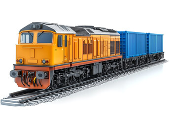 Obraz premium train with cargo containers on the sides, isolated on a white background. 3D rendering illustration