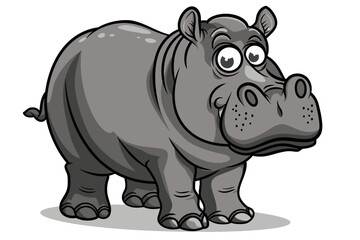 Fototapeta premium basic cartoon clip art of a Hippopotamus, bold lines, no gray scale, simple coloring page for toddlers