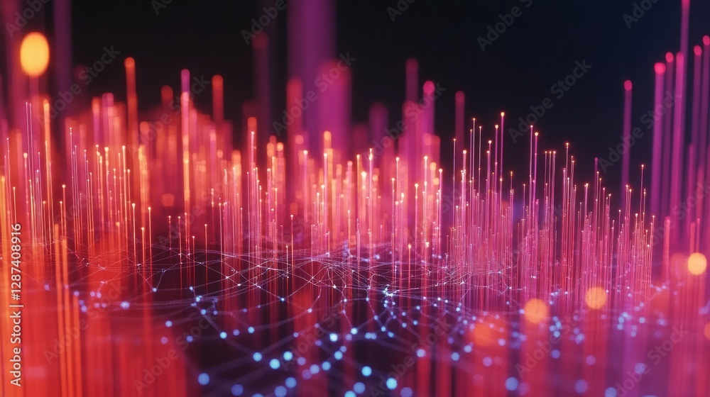 Poster minimalist networking technology background featuring big data connectivity and abstract digital nod