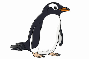 Obraz premium basic cartoon clip art of a Penguin, bold lines, no gray scale, simple coloring page for toddlers