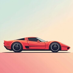 Obraz premium Retro Red Sports Car Silhouette