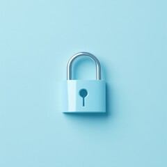 Light Blue Padlock on Pastel Background