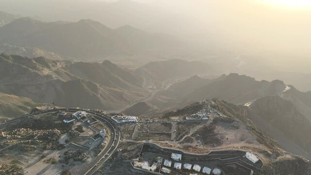 Al Taif drone 4k video Aerial view, Al Hada Mountain in Taif City top view, Saudi Arabia with Beautiful View of Mountains and Al Hada road to Mecca, Saudi tourism