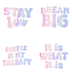 quotes text iridescent color sticker set