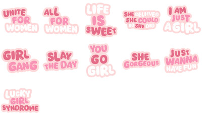 girl quotes sticker set pink