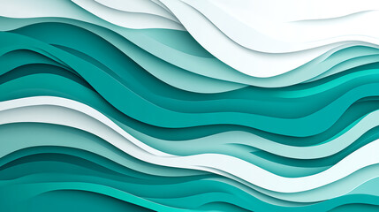 Abstract Teal and White Wave Background
