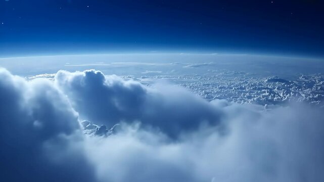 Clouds illuminated by soft starlight over the Earth&rsquo;s atmosphere at dawn