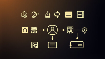 Fototapeta premium Workflow icon set. Containing process, planning, progress, scheme, management, diagram, flowchart and more. Solid vector icons collection