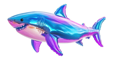 Fototapeta premium PNG Blue shark 3d inflatable illustration decoration colorful.