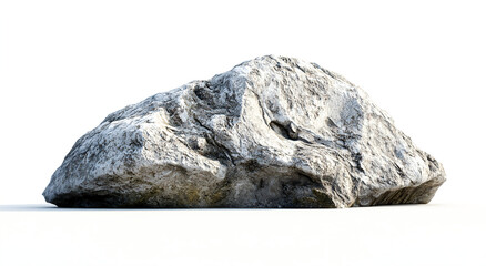 Large Grey Boulder Isolated on White Background