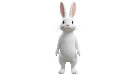 Fototapeta premium Standing White Rabbit Animal with Pink Ears on White Background