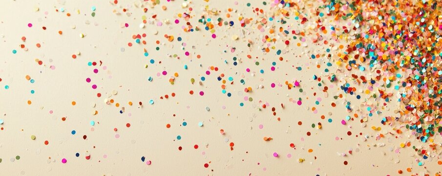 Festively Scattered Colorful Confetti Background for Celebration and Festive Atmosphere Display