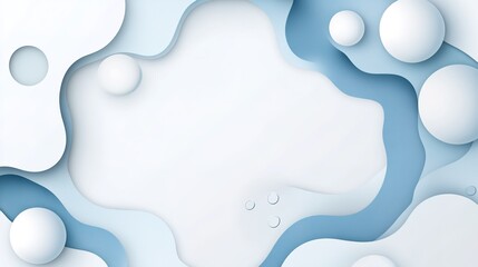 Abstract Light Blue Background with White Shapes and Soft Curves