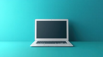 Modern Laptop on Teal Background (1)