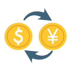 The concept of finance, exchange rates, forexDollar and yuan or yen currency symbols. Currency or trade wars between united states and china or japan