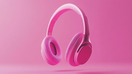 Pink headphones isolated on white background.