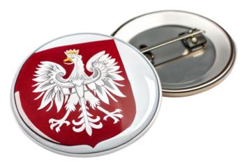 Polish coat of arms pin poland badge isolated on transparent background