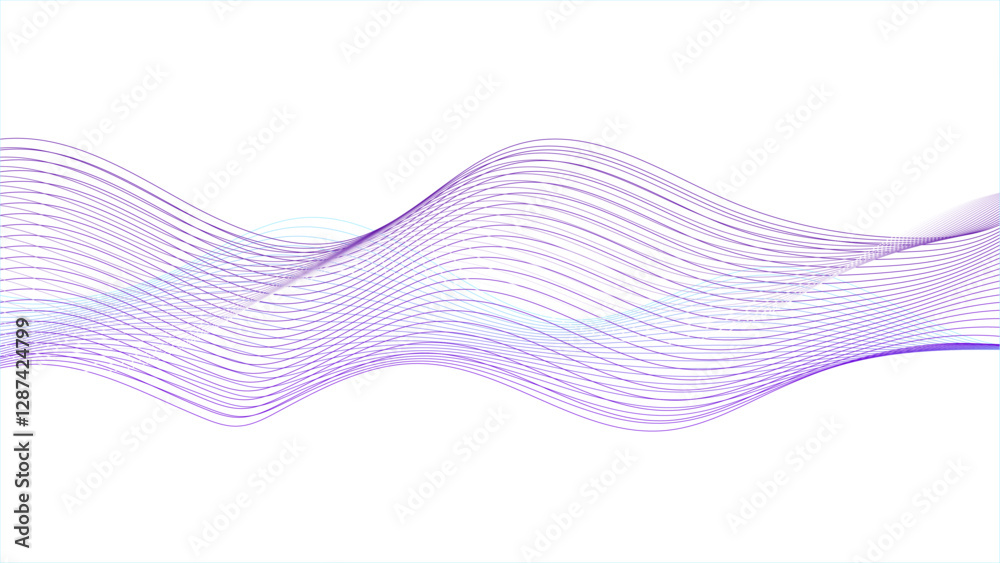 Wall mural abstract wave flow isolated on white background. futuristic technology and sound wave pattern.