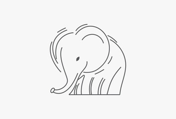 line art of Elephant Vector Graphic Design. Minimal Animal Drawing Usable for for Business, Branding, Corporate, Company or Children Coloring Book Page Related with wildlife, nature, zoo, safari, big.