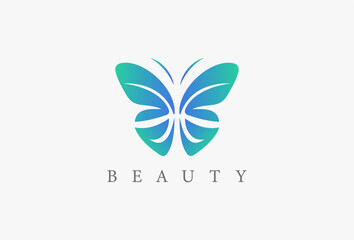 Butterfly Logo. Abstract Design Element. Simple Logotype Concept for branding, Business, Company, Corporate Related with Nature, Beauty, Art, Wing, Fly, Cosmetic, fashion, Insect, Salon, Animal,