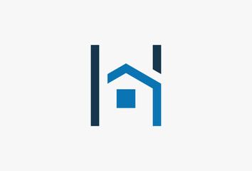 Letter H Real Estate Logo. Minimal Geometric Logotype Concept. Typography Brand, Business related with Construction, Architecture, Building, House, Home, Apartment, Architecture, Construction, Resort