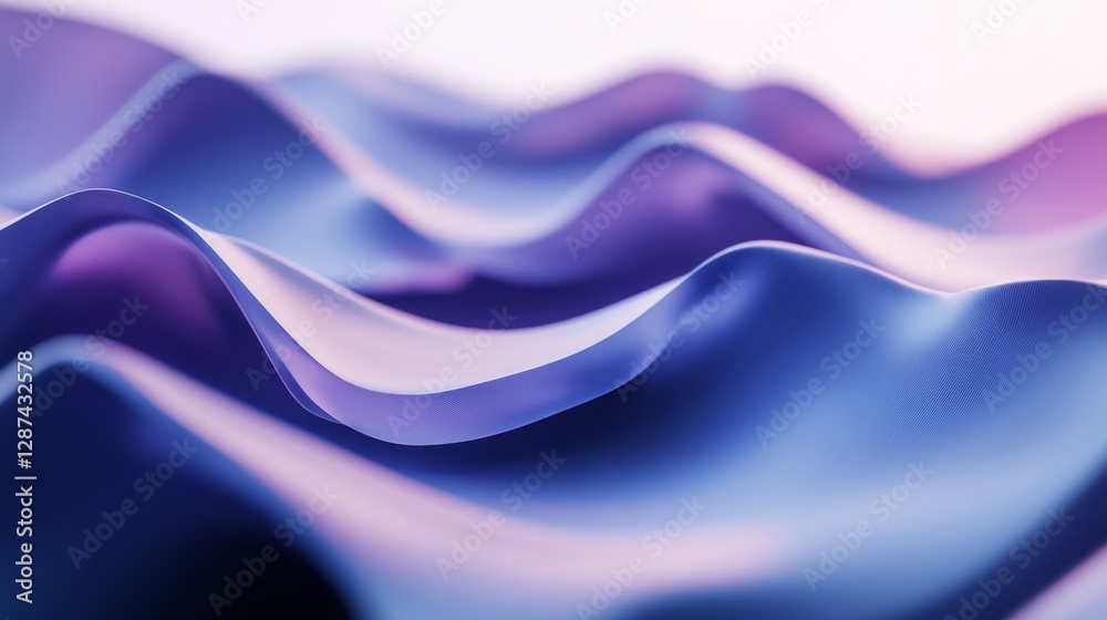 Poster Abstract violet and blue waves in soft focus, creating a calming and serene atmosphere. Contemporary art and design concept