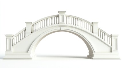 A neoclassical design bridge with an arched roof and columns, isolated on a white background