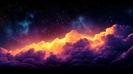 Fototapeta premium Celestial Cloudscape Starry Night Sky Above