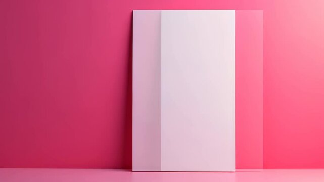 Blank White A3 Half-Fold Brochure Mockup Against Gradient Pink and Orange Background