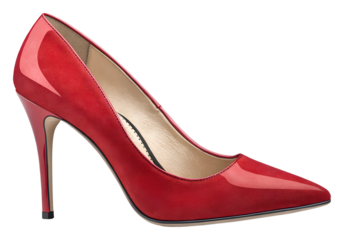 Elegant red high heels fashion show product isolated on transparent background