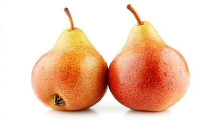 Two fresh ripe pears isolated on white background