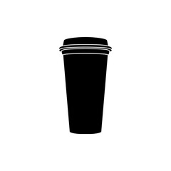 Plastic Coffee Cup icon in black fill vector illustration. Trendy street drink packaging. Editable graphic resources for many purposes.