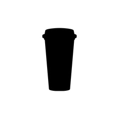 Plastic Coffee Cup icon in silhouette vector illustration. Trendy street drink packaging. Editable graphic resources for many purposes.