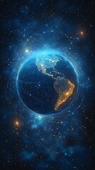 Earth Networked Space Illustration