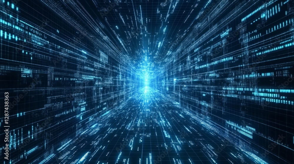 Poster technology digital data abstract background featuring futuristic data analysis and seamless access t