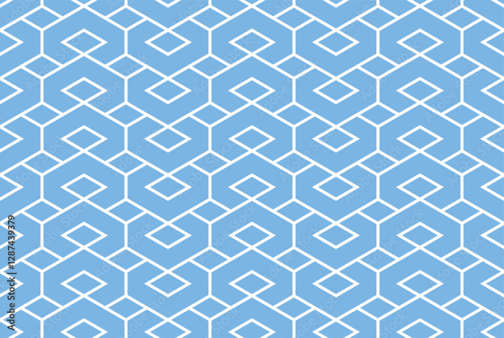 Poster The geometric pattern with lines. Seamless vector background. White and blue texture. Graphic modern pattern. Simple lattice graphic design