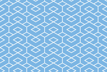 The geometric pattern with lines. Seamless vector background. White and blue texture. Graphic modern pattern. Simple lattice graphic design